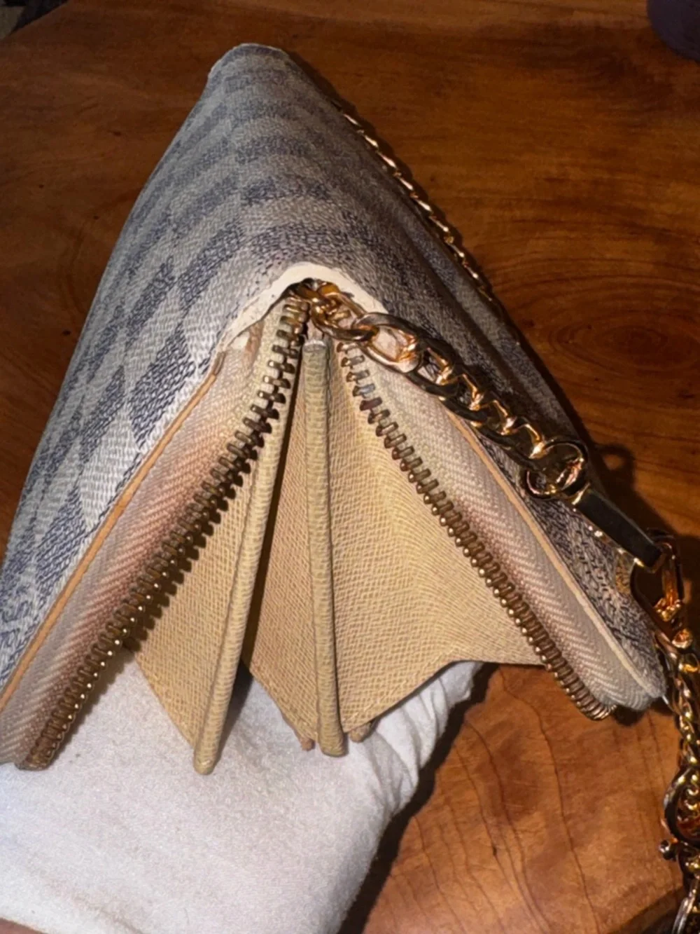 Louis Vuitton AZUR DAMIER zippy wallet vintage with unbranded chain removable - Picture 7 of 14